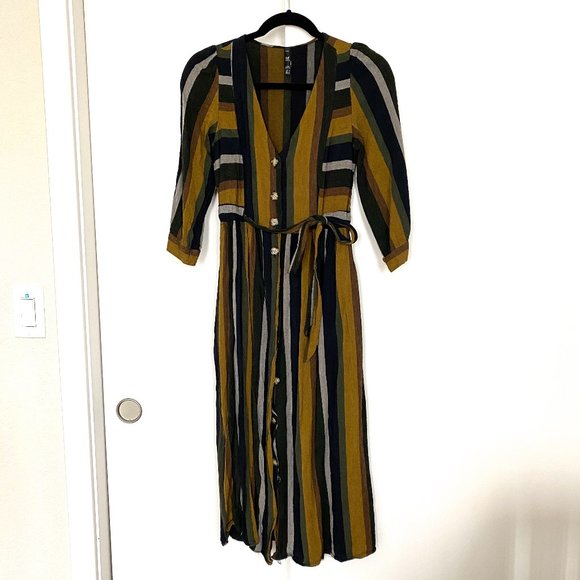 Zara Dresses & Skirts - Zara Multicolor Striped Midi Button Down Dress - M